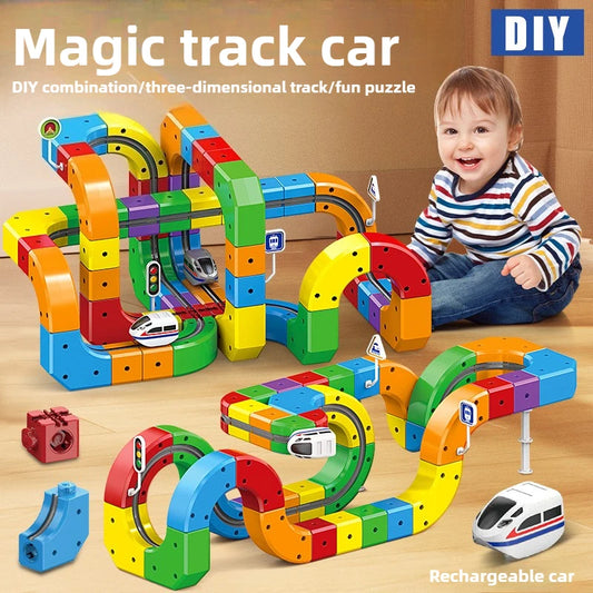 BuildiKids™ Magic Track Set Educational Screen Free Building Blocks Toy (3-6 yrs) 81 Pieces