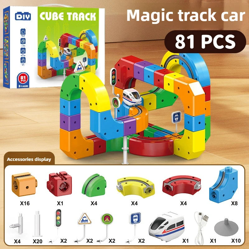 BuildiKids™ Magic Track Set Educational Screen Free Building Blocks Toy (3-6 yrs) 81 Pieces