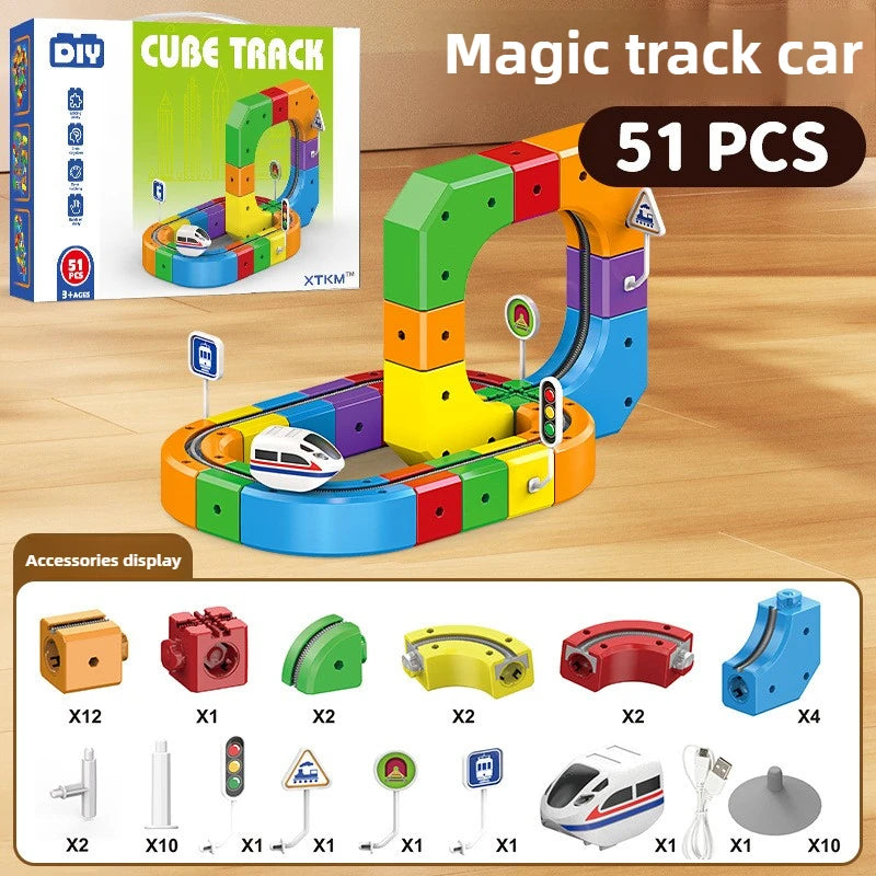 BuildiKids™ Magic Track Set Educational Screen Free Building Blocks Toy (3-6 yrs) 81 Pieces
